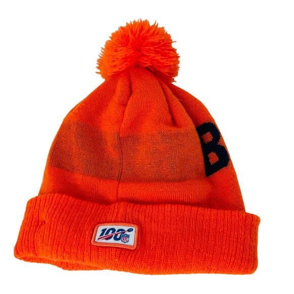 New‎ Era NFL Denver Broncos On Field Beanie Hat Pom Knit Cuffed Orange Mens OS - Picture 4 of 10